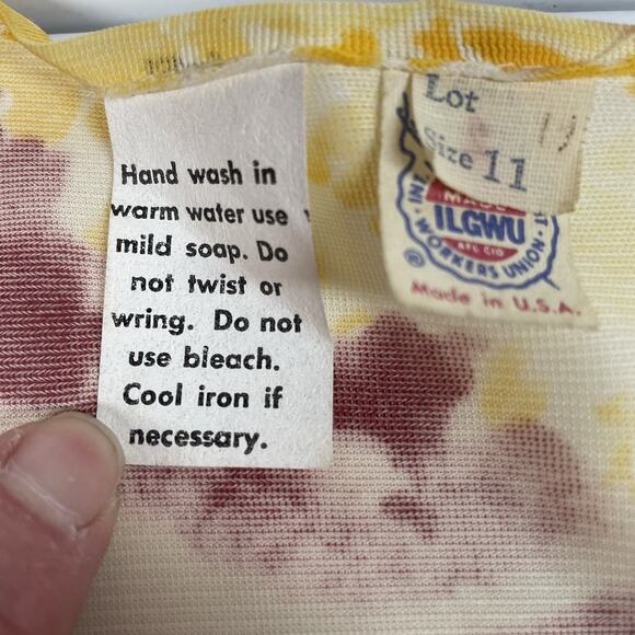 Vintage Maxi Dress Size 11 Small Abstract Print Flutter Sleeves Boho 60s 70s - Picture 9 of 9